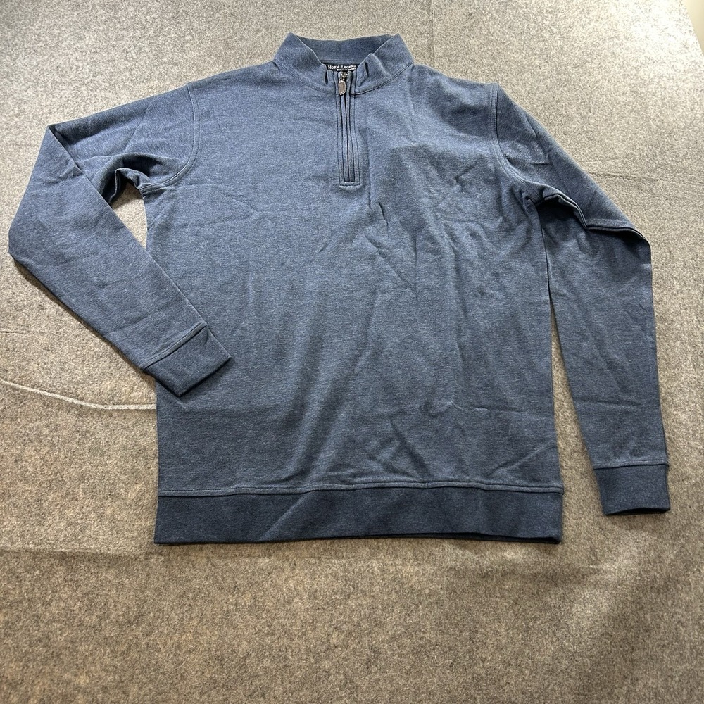 Horn Legend Quarter Zip Sweater Mens Medium Cotton Blend Steel Navy Blue